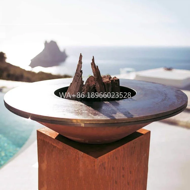 

Cooking With Firewood Storage BBQ Corten Steel Fire Pit Outdoor