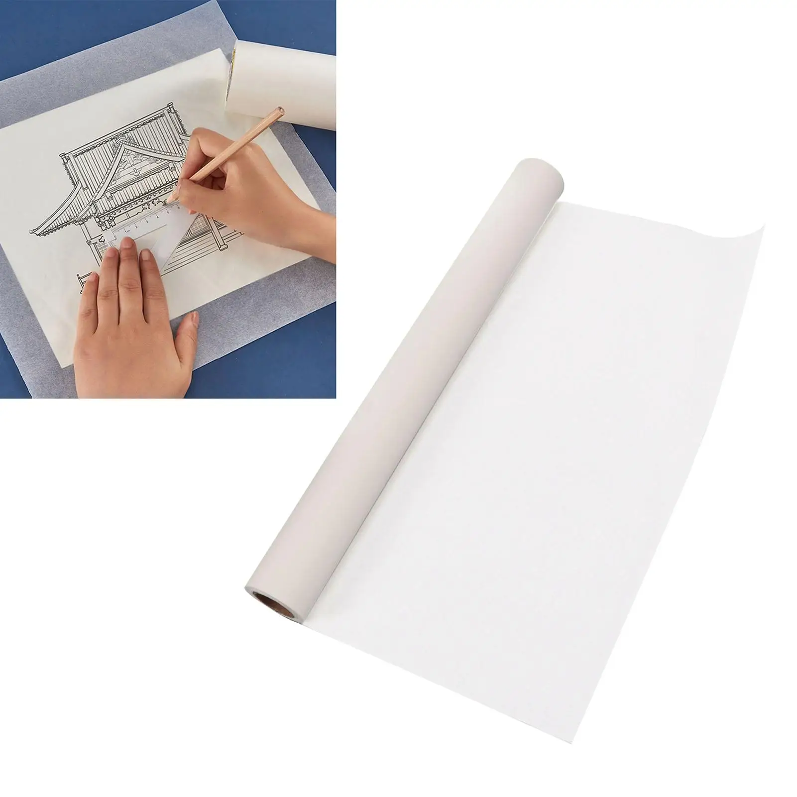 18in White Tracing Paper Roll High Transparency Ink Absorption  44cm Wide Pattern Paper for sewing Drafting