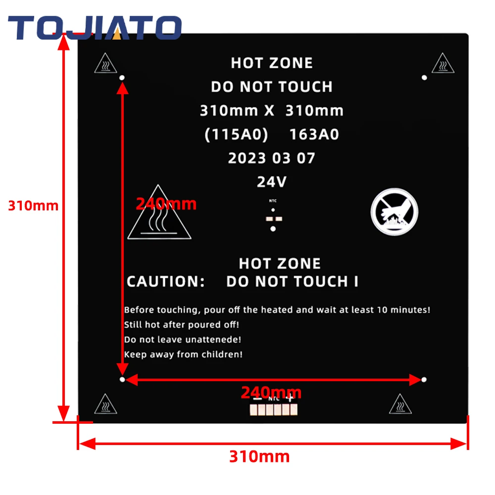 3D Parts Heater Bed 310x310x3mm Aluminum Heatbed Hotbed  24V 220W With Metal Y carriage kit for DIY CR-10 MK3 3D Printer Parts