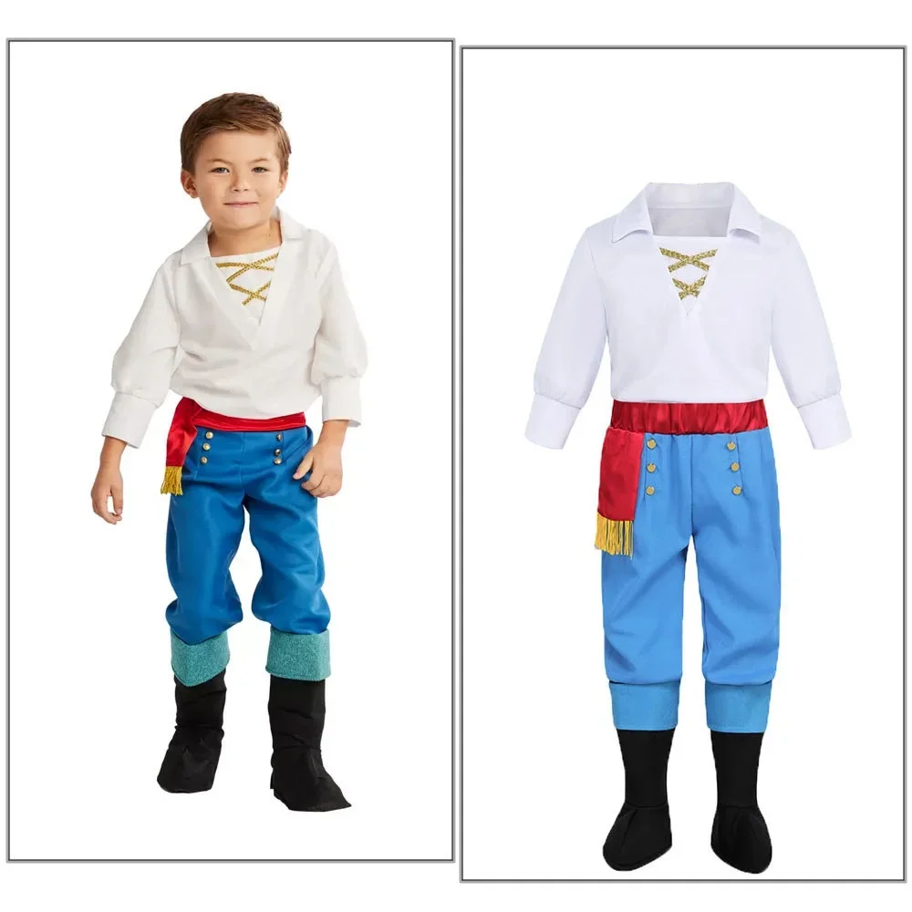 New Halloween Boys Prince E-Eric Cosplay Costume Child Fantasy Royalty Clothing Set Birthday Party Kids Prince Charming Costumes