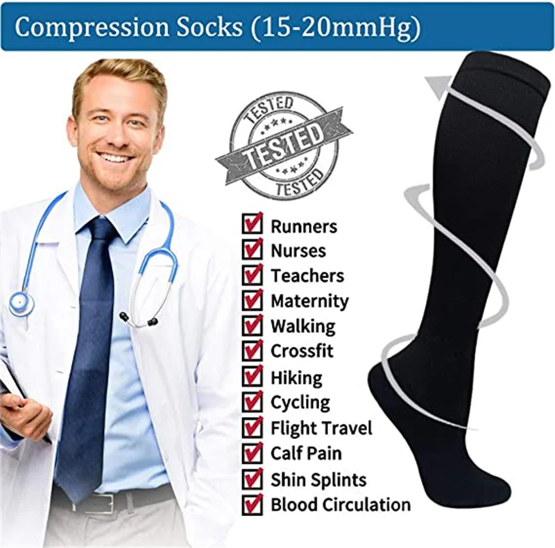 1/3/5/7/9 Pairs Low Price Clearance Compression Socks Men Knee High Best for Outdoor Sports Flight Travel Golfs Tube Socks