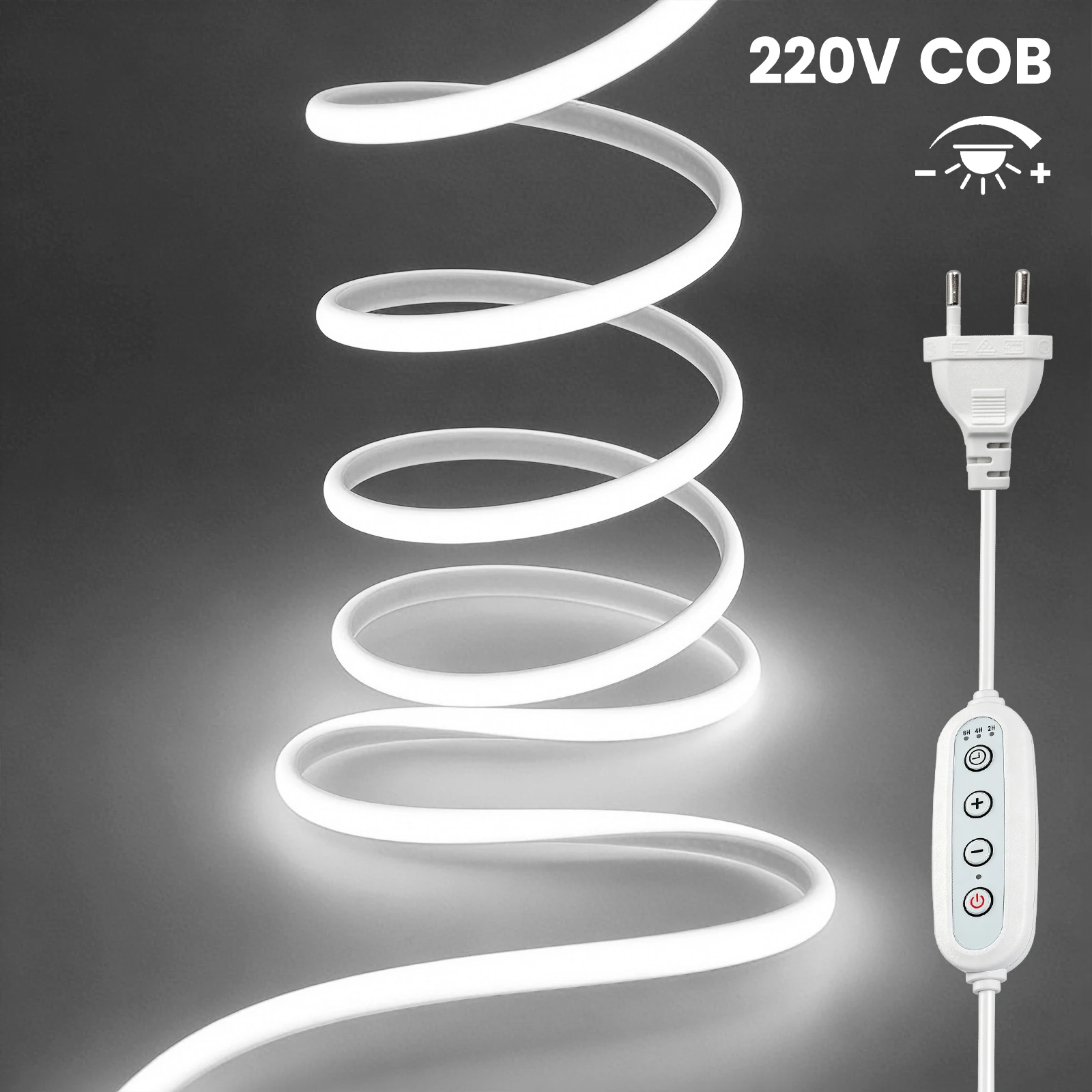 AC 220V Timing Dimmbare COB Neon LED Streifen EU Stecker 288LEDs/M Wasserdichte Flexible Licht für Wohnzimmer party Dekoration