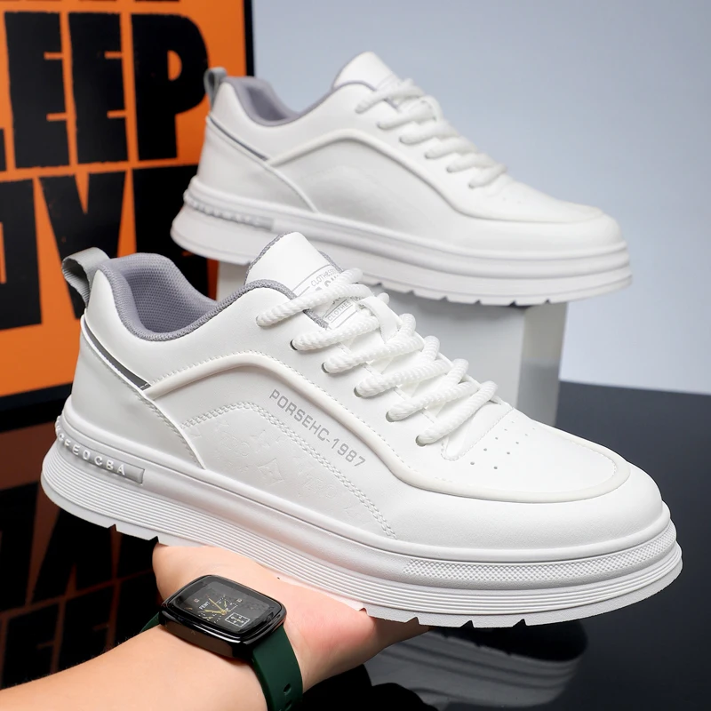 

2025 Trendy Versatile Cloth Shoes Men's Spring New Breathable White Shoes Men's Sports and Leisure Board Shoes Trendy Shoes