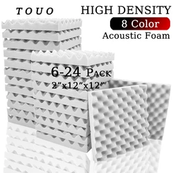 TOUO-Panneaux de mousse acoustique pour caisse à œufs, insonorisant, chambre à coucher, isolation acoustique, auto-adhésif, insonorisé, mur, 6 pièces, 12/24 pièces