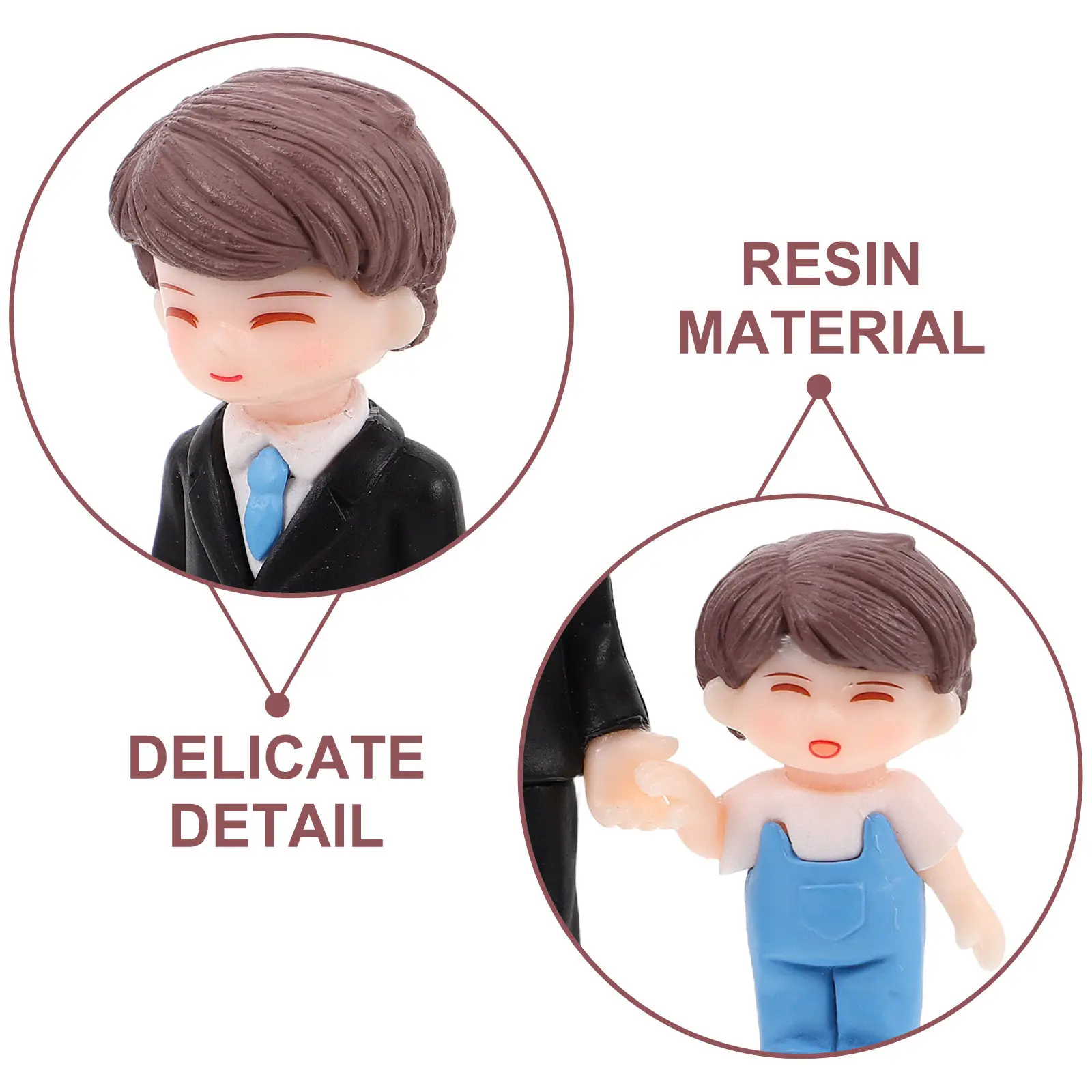 3Pcs Resin Father Son Mini Sculpture Set Micro Landscape Desktop Decoration DIY Craft Ornament for Living Room Bookshelf Car