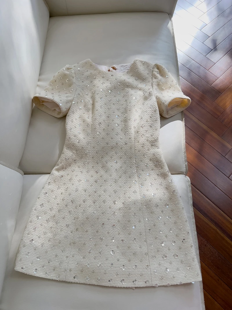 

Ele Vintage Vibes ine Ярко в этой блестящей отделке из тяжелой шерсти dr-Little-parisian women-Высококачественный ощущение-Fitte