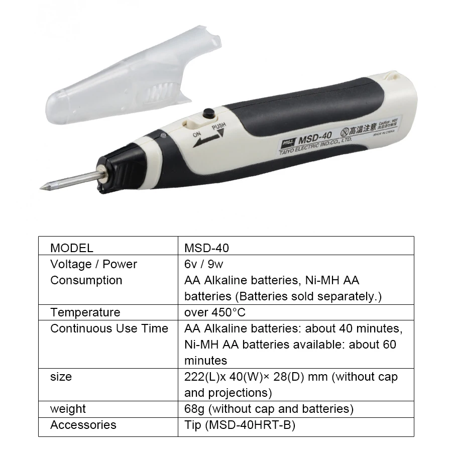 Imagem -03 - Goot-caneta de Solda Portátil com Luz Led Bateria sem Fio Welding Tool Fast Heat Ferro de Solda Msd20 Msd40