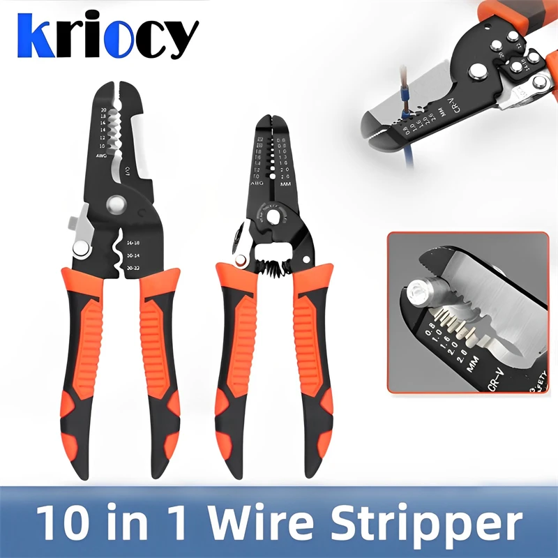 185mm Stripping Crimping Pliers Wire Stripper Multi Functional Ring Crimpper Electrician Peeling Network Cable Stripper Tools