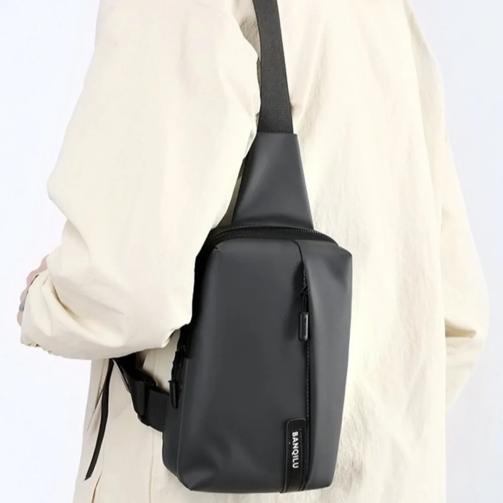 Anti Splash Men's Chest Bag Solid Color Multifunctional Oxford Sling Shoulder Bag Large Capacity Adjustable Strap
