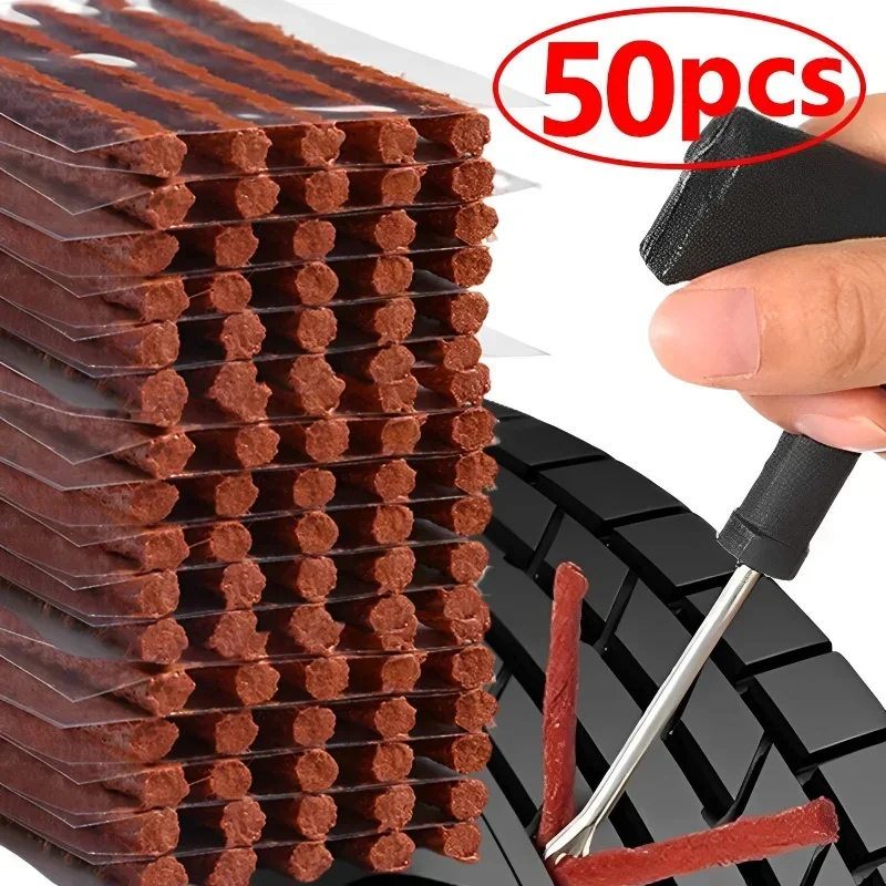 10/20/50Pcs Tire Repair Strips Tubeless Rubber Stiring Glue Seals for Car Motorcycle Tyre Puncture kit wicks worms Tools Parts