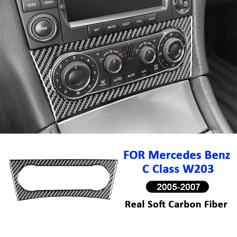 

Carbon Fiber Car Center Air Conditioning Control Buttons Knobs Panel Frame Trim Sticker For Mercedes Benz C Class W203 2005-2007