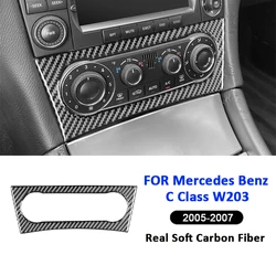 Carbon Fiber Car Center Air Conditioning Control Buttons Knobs Panel Frame Trim Sticker For Mercedes Benz C Class W203 2005-2007
