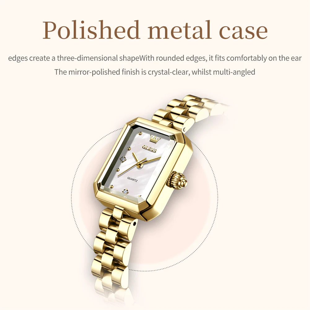 OLEVS 5690 Original Brand Genuine Square Dial Ladies Watch Quartz Watch Small Square Watch Waterproof Exquisite Business