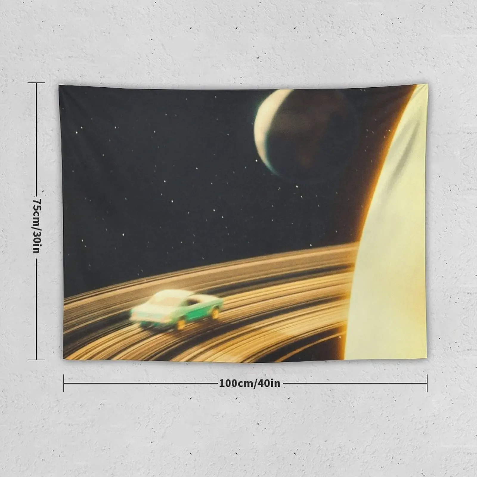 Saturn Highway - Retro-Futuristic Collage Artwork Design Adventure and Exploration Tapestry Wall Decor Hanging Tapestry