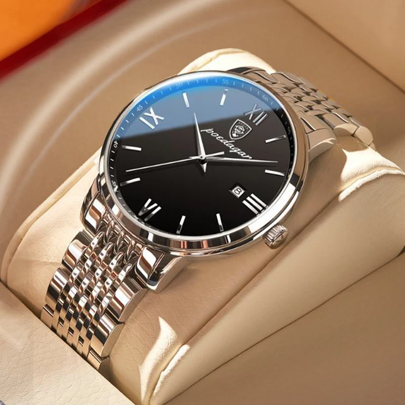 Top Brand Watch Men Stainless Steel Business Date Clock Waterproof Luminous Watches Mens Luxury Sport Quartz Wristwatch