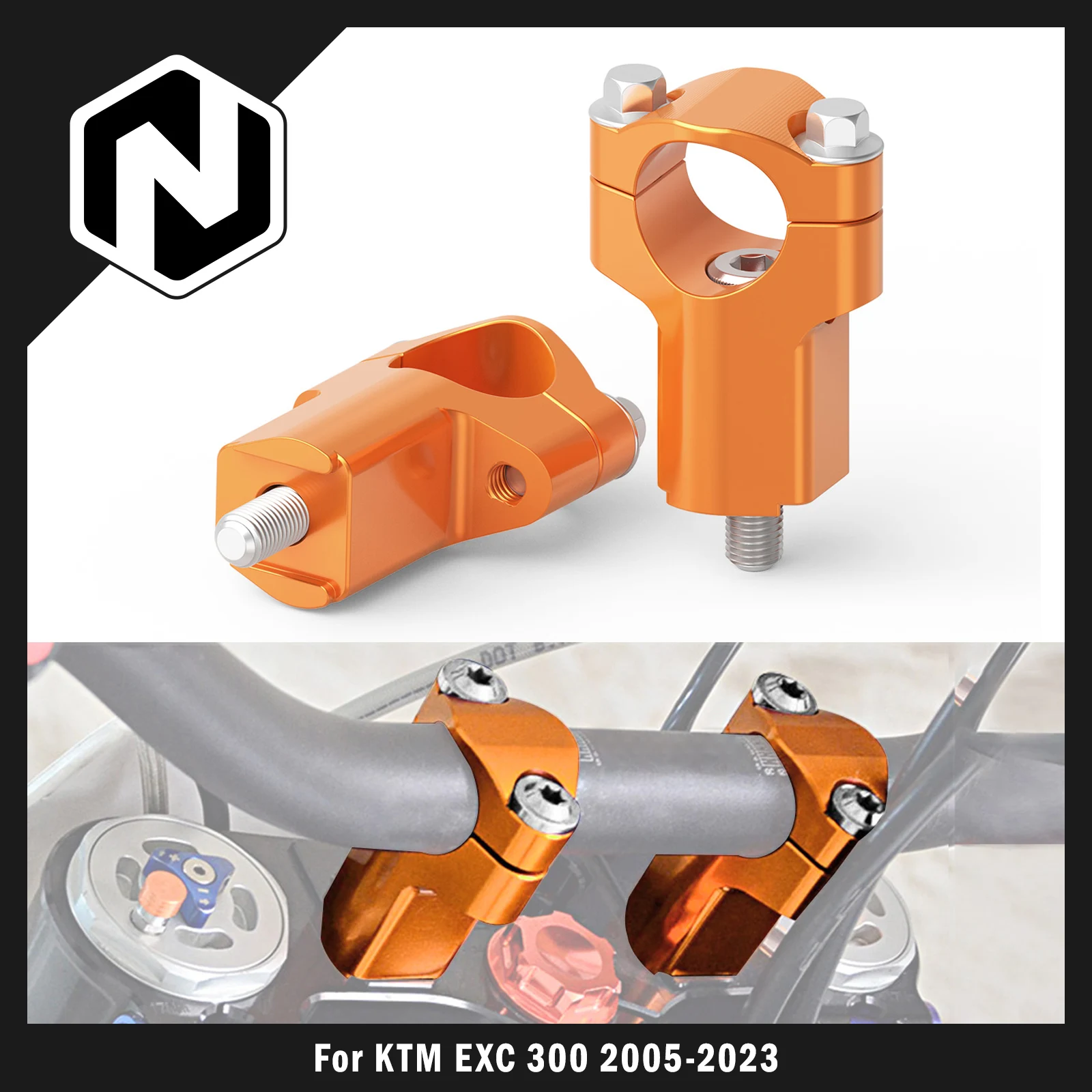 

For KTM EXC 300 EXC 250 EXCF 350 EXC 450 XCW 300 2005-2023 SX125 SXF 250 SXF 450 2005-2015 52mm Handlebar Riser Handle Bar Clamp