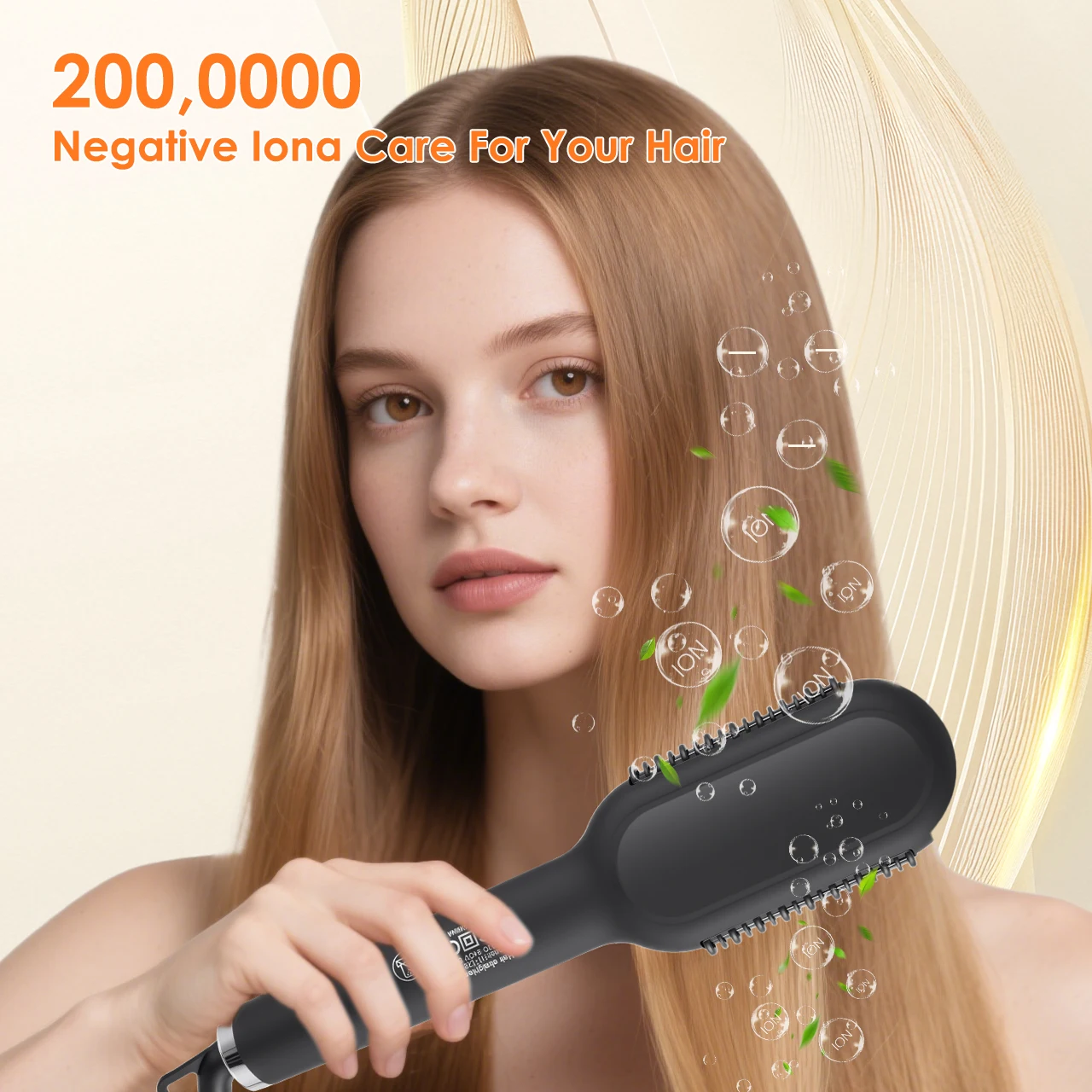 Hatteker Haarstyling-Kamm mit Mehrfach-Einstellrad, Temperaturregelung, Volumenverstärkung, Glättung und Lockenfunktion, Haarglätter-Bürste