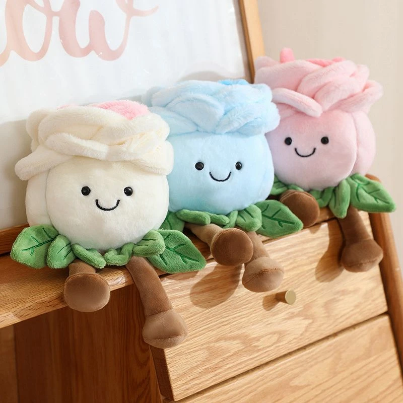 22CM Cute Rose Plush Toy, Creative Flower Living Room Plant Decoration Ornament, Plant Doll, Birthday and Christmas Gift
