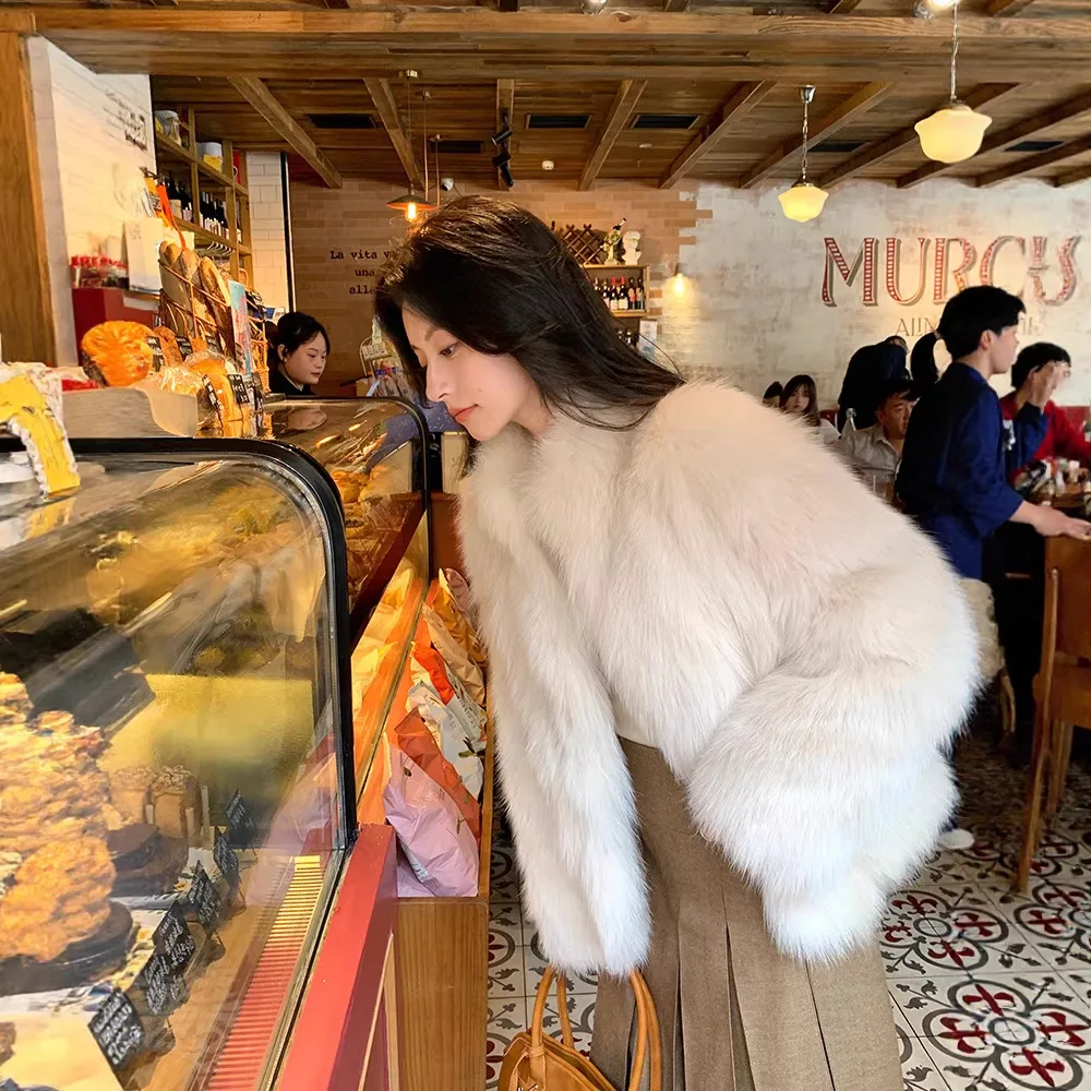 Women Coats Faux Fox Fur Jackets Furry jacket Outerwear Coat Thick Warm Y2k Streetwear Open Front stand collar full sleeve 2026