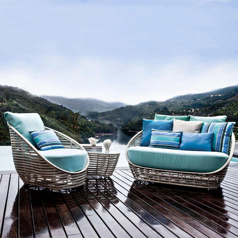 Customized outdoor rattan sofa outdoor garden courtyard terrace waterproof and sunscreen creative style villa hotel outdoor