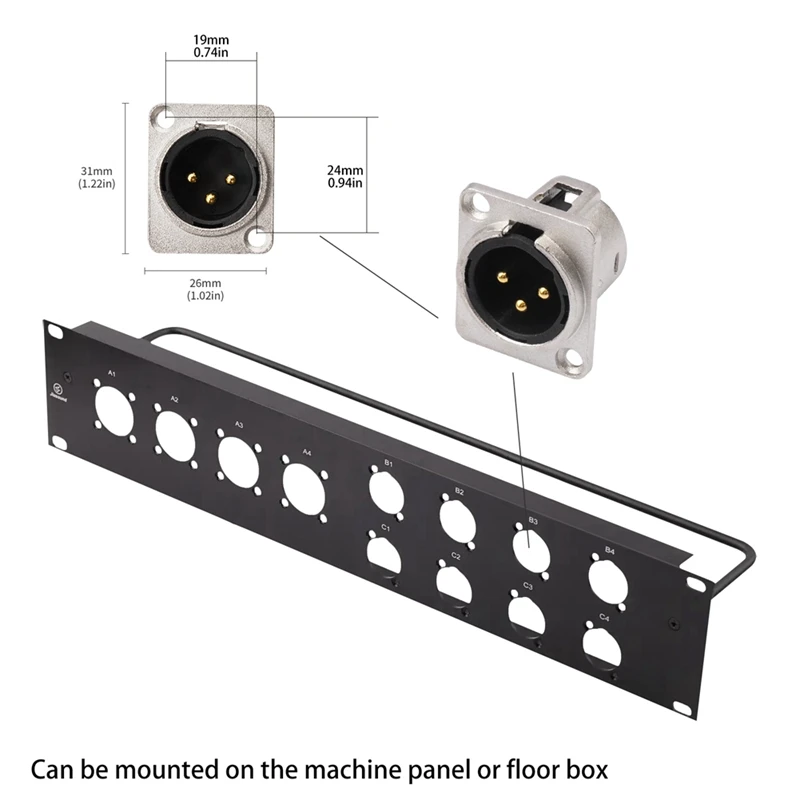 2 Pack XLR Pass Through Cable,Stage Box 3 Pin D-Type XLR Female to Male for Patch Panel, Floor Box-A25R