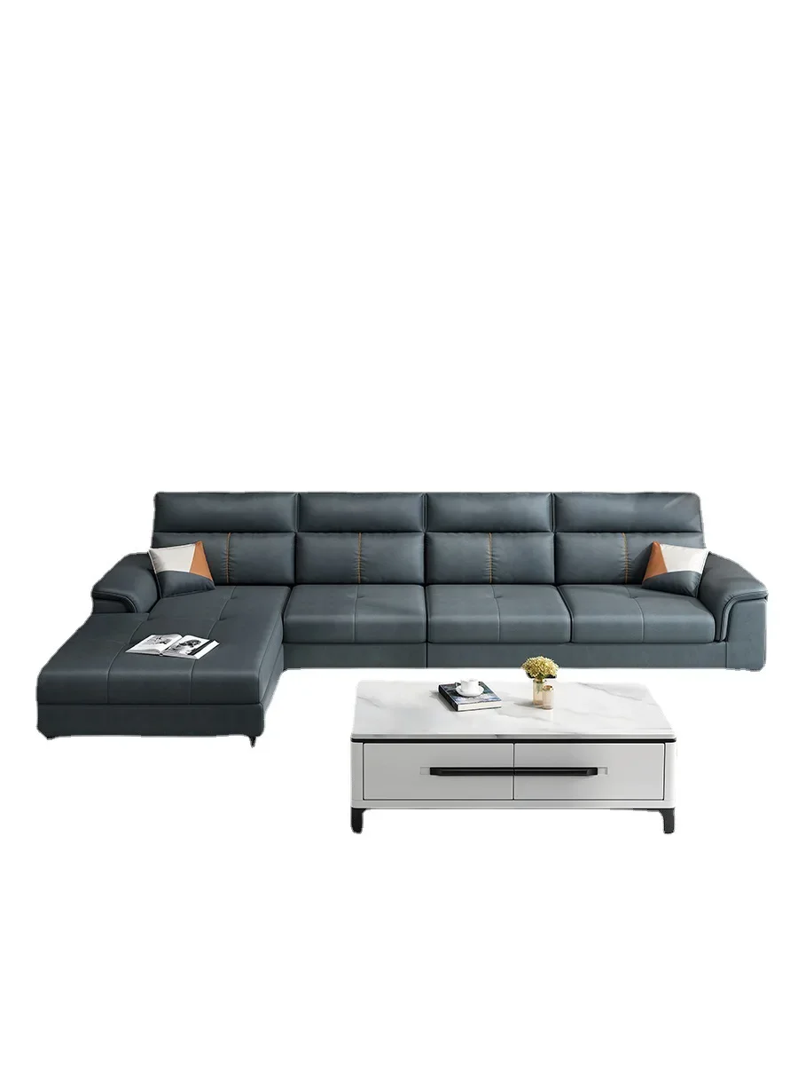 Italian Technology Leather Living Room Sofa Modern Simple Boss Office Sofa Combination Office Furniture Sofy Do Salonu