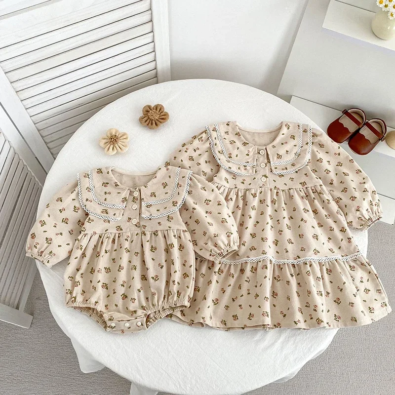 

Новинка 2023 года, осеннее детское платье, праздничное платье для девочек от 2 до 6 лет, детские платья принцессы, хлопковый комбинезон с длинными рукавами и принтом для маленьких девочек