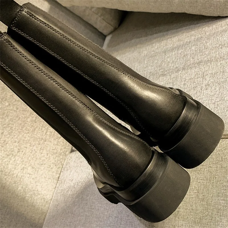 Brand Women\'s Shoes Boots Round Toe Boots-Women Flat Heel Fashion Rock Ladies 2023 Ankle Elegant Autumn Lolita Med Rome Cotton
