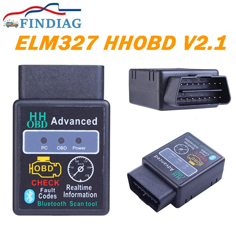 HHOBD ELM327 OBD2 Bluetooth V2.1 Доступный автоматический инструмент для считывания кодов с беспроводным адаптером Сканирующи...