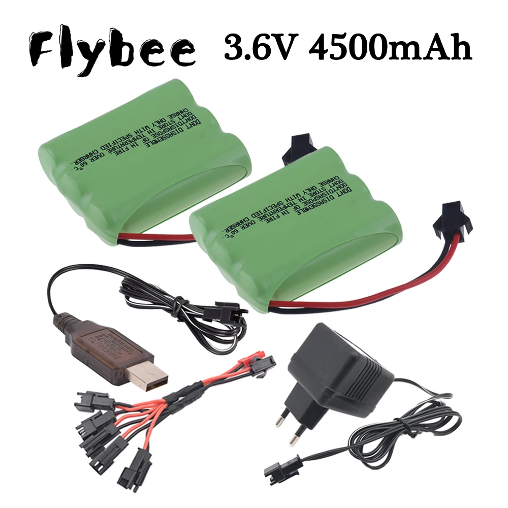 Batería NiMH de 3,6 v y 4500mah, cargador para juguetes Rc, coches, tanques, camiones, Robot, pistola, barco, AA, Ni-MH, 3,6 v, paquete de batería recargable