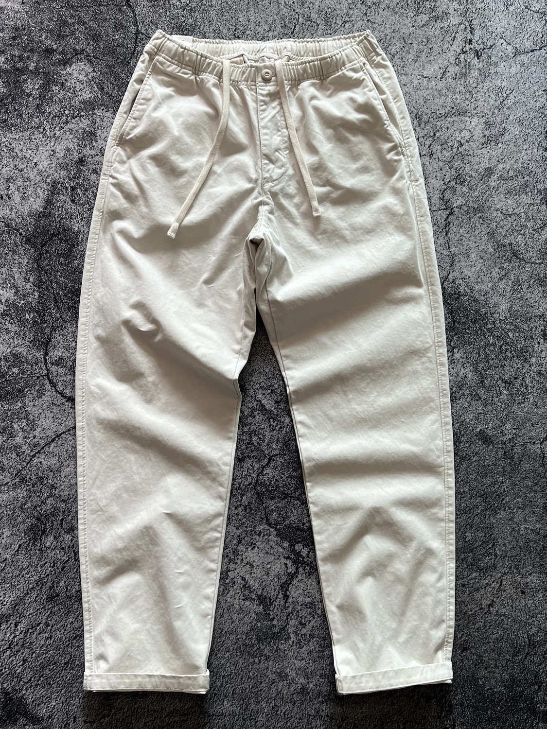 

American Retro Heavyweight Cotton Casual Pants Loose Straight Leg Dstring Elastic Waist Loose Fit Casual Trousers