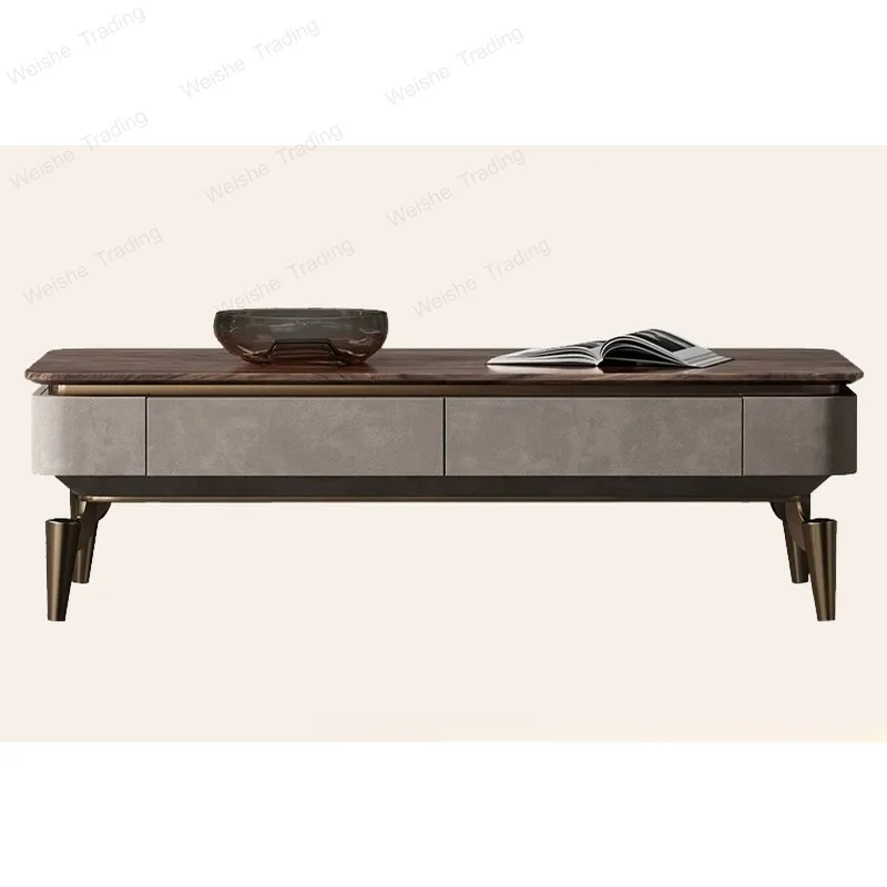 TV Cabinet Villa Luxury Large Flat Floor Living Room Italian Light Luxury Walnut Solid Wood Side Cabinet