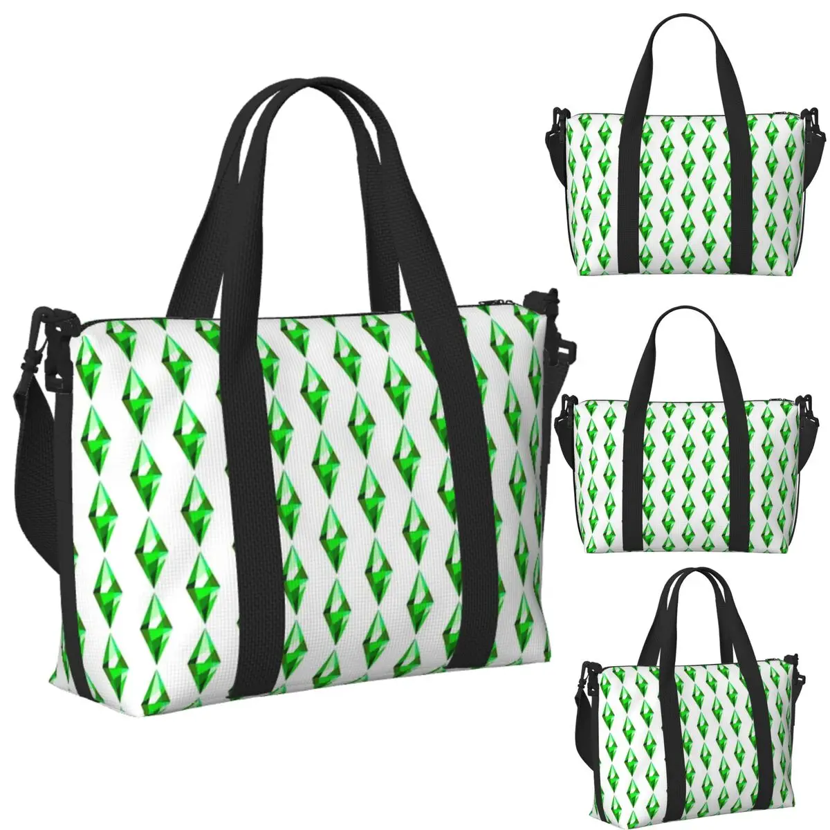 

Custom The Sims 4 Plumbob Beach Travel Bag Large Capacity Tote Bags for Gym Yoga Women Shopping Duffle Shoulder Bag