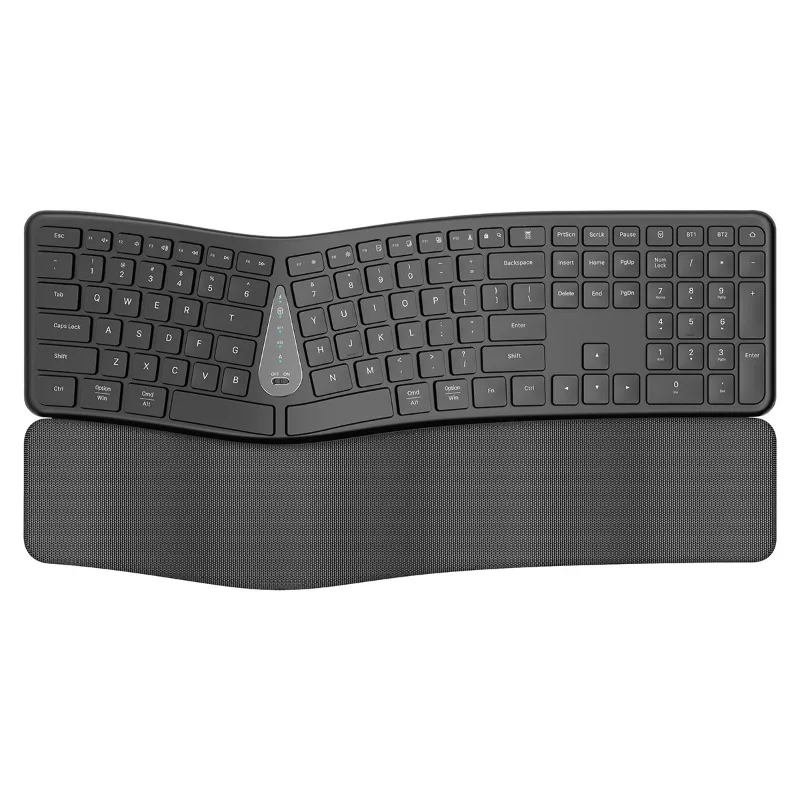 Wireless Bluetooth dual-mode keyboard, silent ergonomic keyboard with pads, rechargeable keyboard