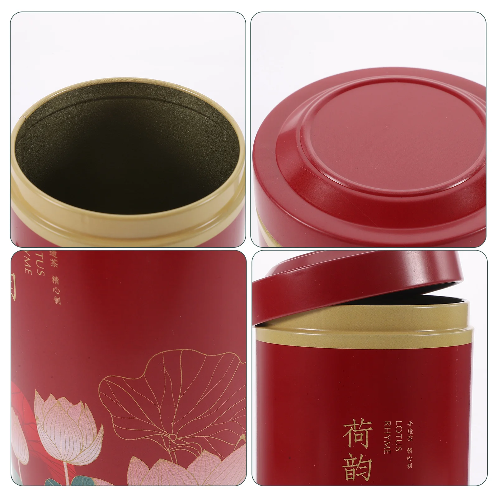 

Tea Tin Can Sealing Jar Canister for Loose Chinese Canisters Airtight Red Storage Jars