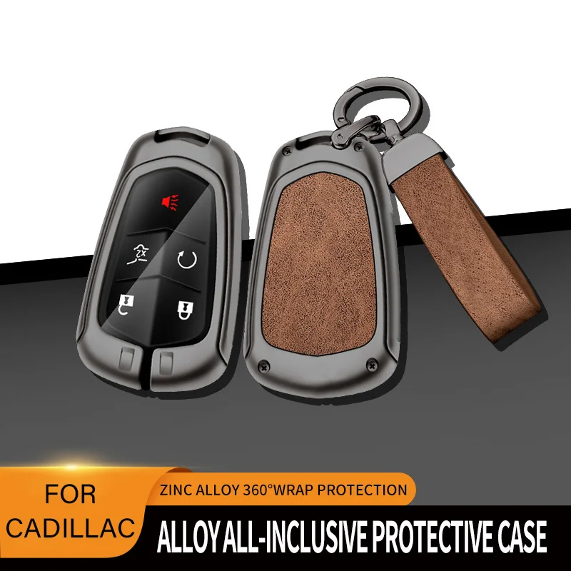   Para Cadillac ATS CT6, CTS, DTS, XT5, Escalade, ESV, SRX, STS, XTS, ELR, funda protectora de aleación de zinc para llave de coche, llavero, carcasa