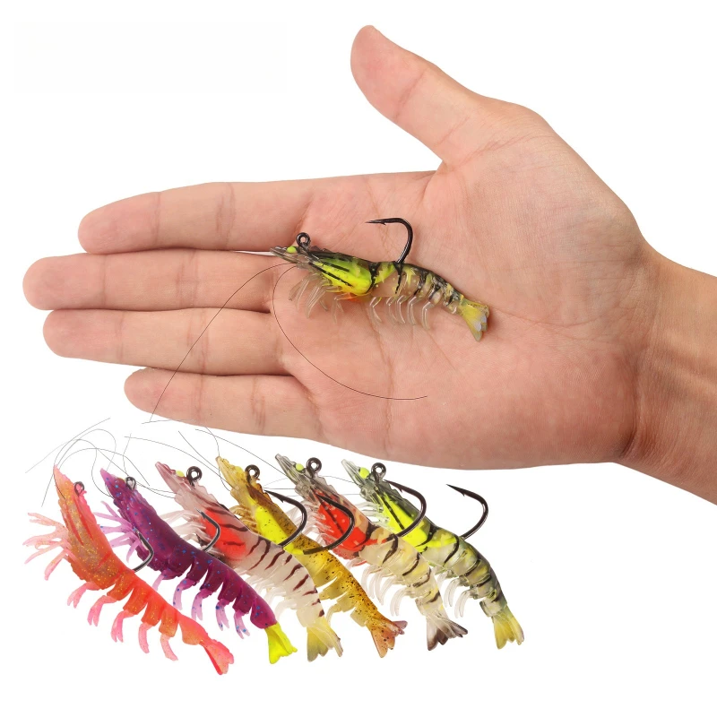 

3pcs 7cm-8.7g Shrimp Lure Soft Plastic Fishing Lures Redfish Bass Prawn Lure Luminous Multi-jointed Shrimp Freshwater Sea Bass