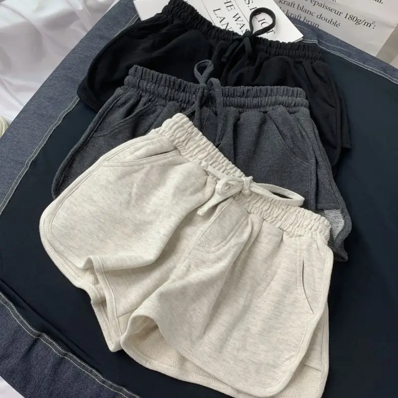 Mulheres Cintura Elástica Solta Calças Curtas, Shorts de Algodão ao Ar Livre da Menina, Shorts de Verão, Casual, 3 Cores, S-3XL