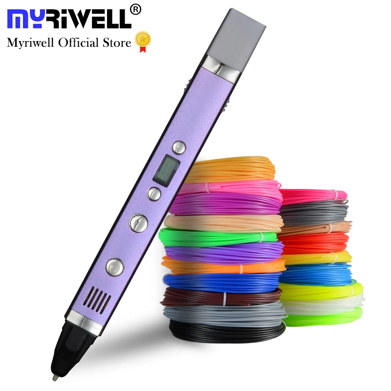 Myriwell ABS PLA DIY 3D 펜 LED 스크린, USB 충전 3D 프린팅 펜, 100M 필라멘트, 어린이 디자인용 창의적인 장난감 선물, 1.75mm 