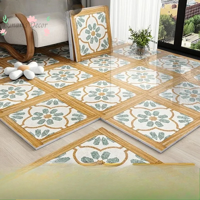 24pcs PVC floor sticker ins Internet celebrity self-adhesive floor fish bone tile floor living room kitchen