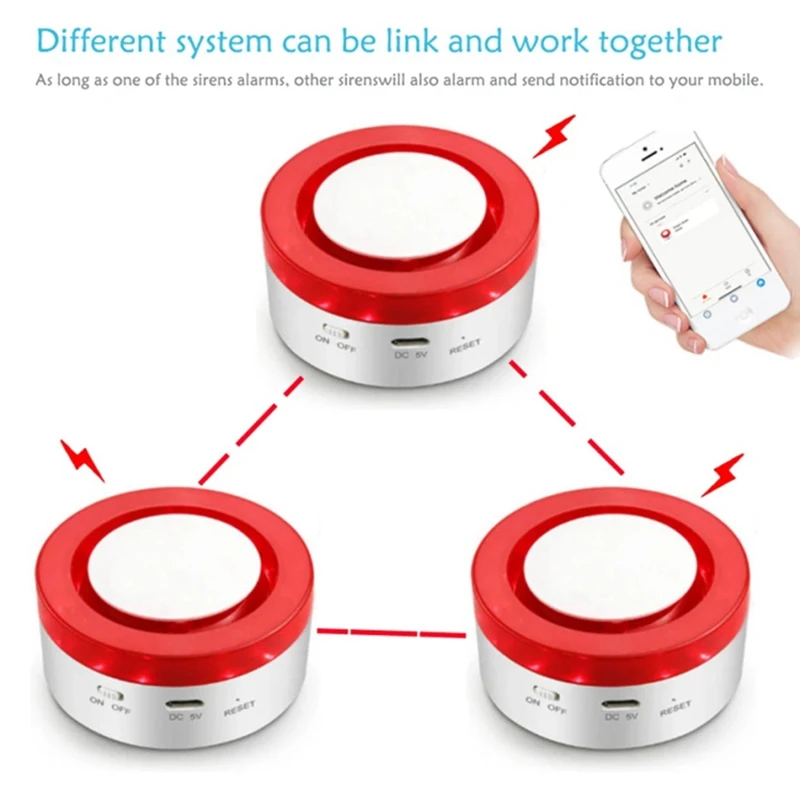 Tuya Smart Home Security Siren Alarme, Flash Horn, grandes sons para ladrão, Alexa, Plug UE, fácil de usar, 100DB