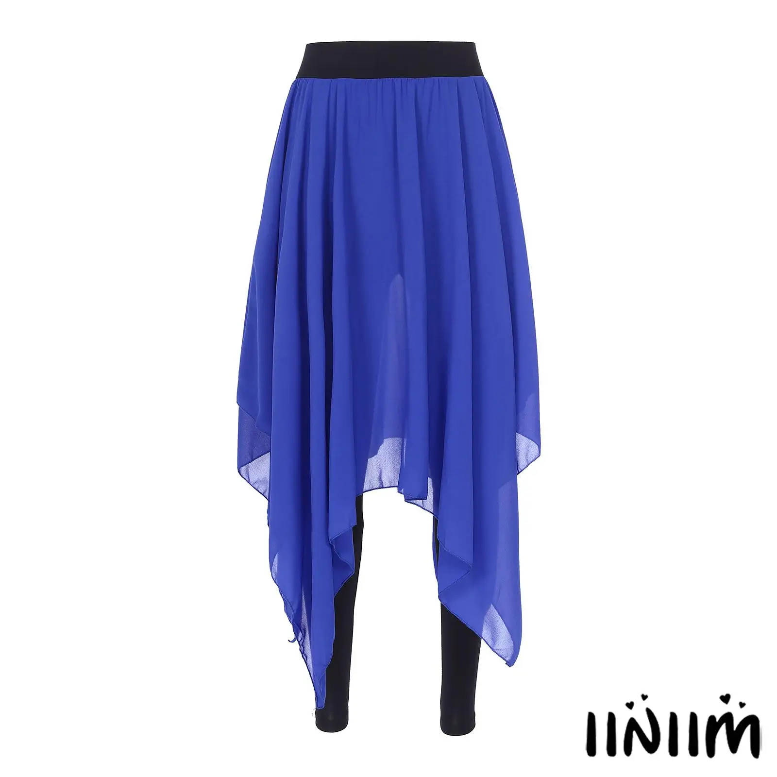 

Womens Asymmetrical Hem Sheer Chiffon Skirt Elastic Waistband Leggings Skirts Ballet Dance Pantskirt Classical Dancewear