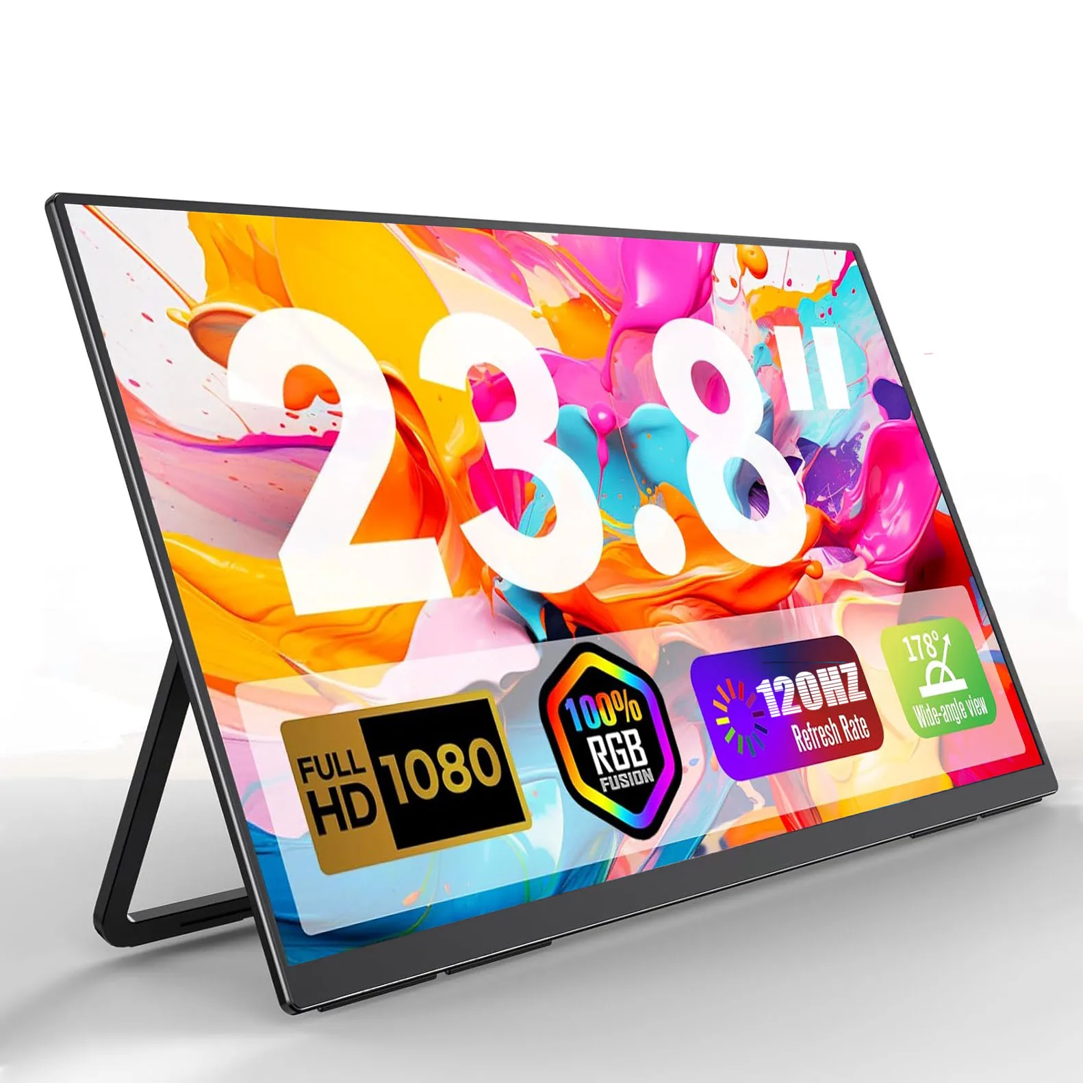 Monitor portátil de 23.8 pulgadas 1080P 120Hz IPS 100% sRGB Tipo-C miniHDMI HDR con soporte, extensor de pantalla IPS para juegos en Windows y Mac