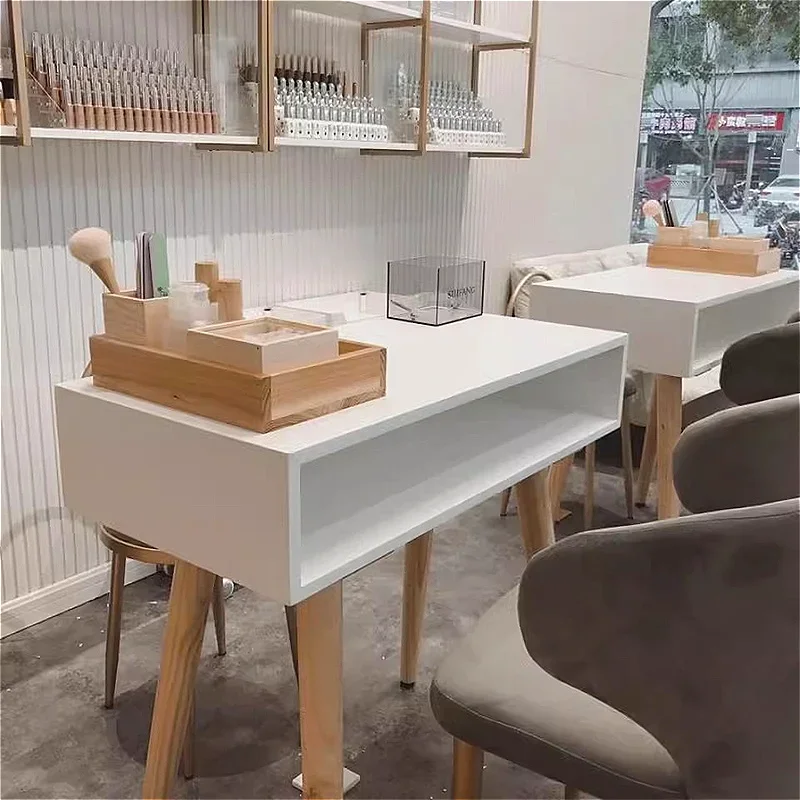 Mesa para manicura de madera japonesa, almacenamiento multifunción, mesa para manicura moderna y sencilla, muebles de salón profesional, Nagel Tisch FYMT