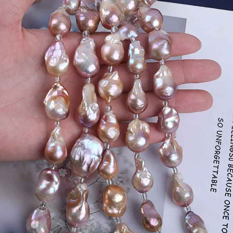 15-18mm pink purple fireball baroque cultured freshwater pearl 18cm short strands for jewelry making