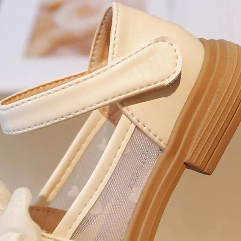 حجم 23-35 الأطفال الأحذية المسطحة الدانتيل الفتيات أحذية الأميرة مع القوس ربيع الخريف الصيف الزفاف أحذية من الجلد الصغيرة