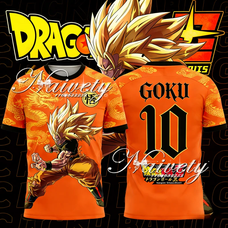 

2026 Summer Vintage Dragon Ball Super Saiyan 3 Goku Print High Quality Quick Dry Men's Athletic Oversized Short Sleeve Top Y2k