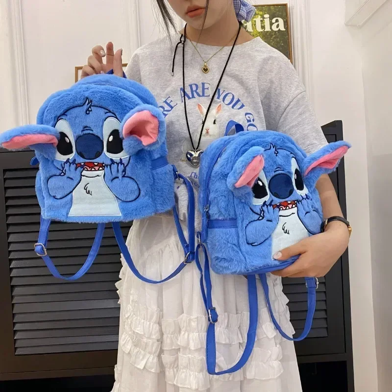 Mini Sac à Dos Disney Stitch en Peluche pour Femme, Cartable de Dessin Animé 3D, Grande Capacité, Mignon, Enfant, Haute Qualité, Nouvelle Collection