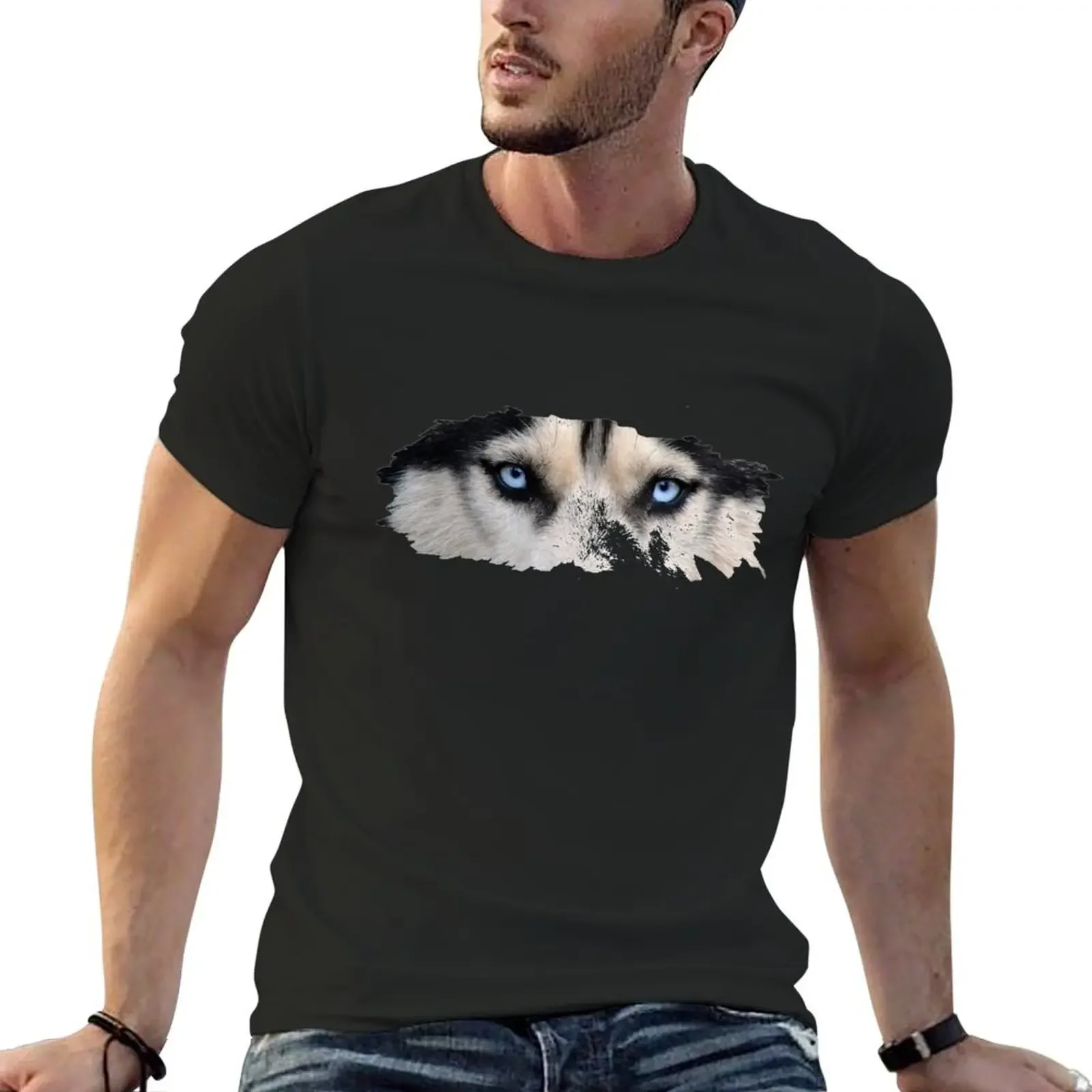 husky eyes T-Shirt quick drying summer clothes shirts men