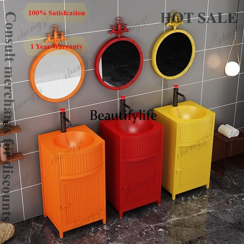 Industrial Style Colorful Vintage Washbasin Creative Bathroom Washbasin for Home Bathroom Homestay Column-Type Washbasin
